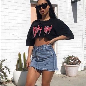 White Fox locked away denim skirt